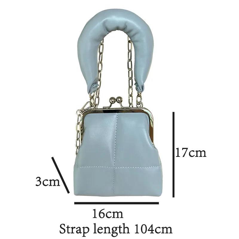 Casual Chain Shoulder Bag with Metal Clip Opening