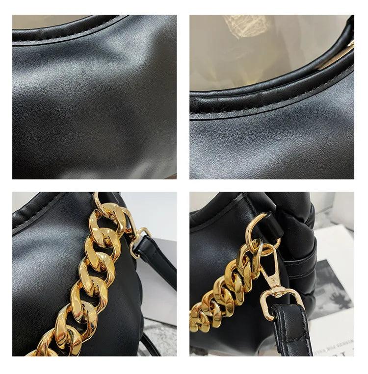 Braided Shoulder Strap Handbags Soft PU Leather Cloud Hobo