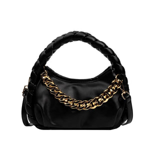 Braided Shoulder Strap Handbags Soft PU Leather Cloud Hobo