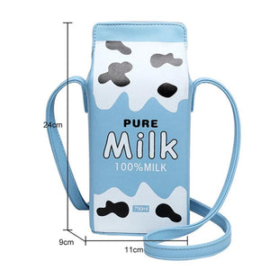 Cartoon Milk Box Shoulder Messenger Bag Girls Small Phone Bag