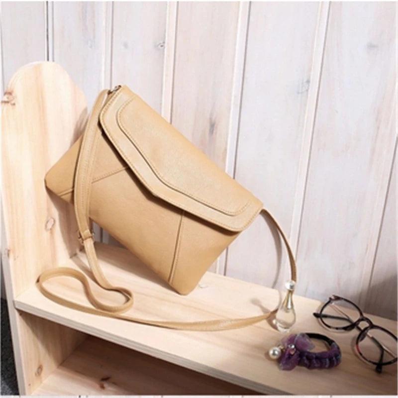 Casual Vintage Small Leather Messenger Bag Envelope Handbag Purse Crossbody