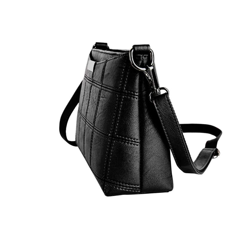 Casual Leather Plaid Messenger Bag Single Shoulder Solid Small Square Bag