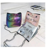 Bright Small Bag European American Printing Chain Shoulder Messenger Bucket Moth