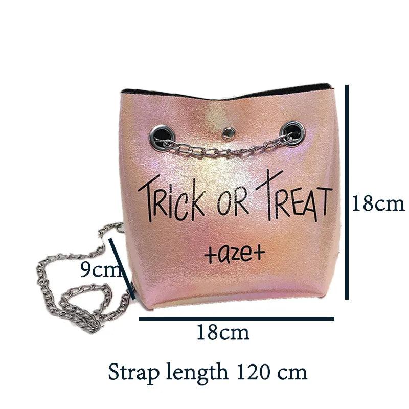 Bright Small Bag European American Printing Chain Shoulder Messenger Bucket Moth