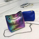 Bright Small Bag European American Printing Chain Shoulder Messenger Bucket Moth