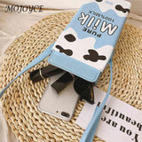 Cartoon Printed Crossbody Bag Banana Milk Box Leather Phone Wallet