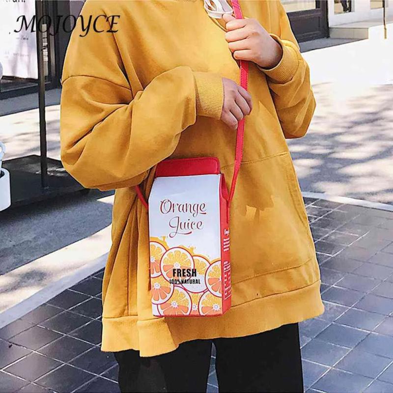 Cartoon Printed Crossbody Bag Banana Milk Box Leather Phone Wallet