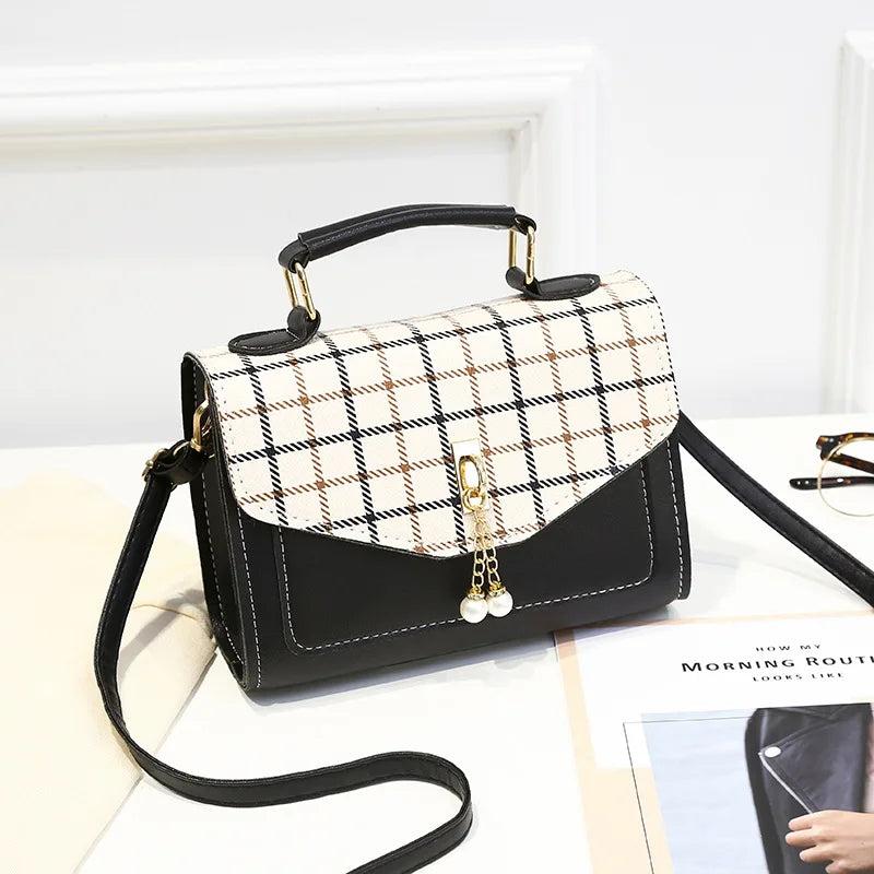 Casual Small Square Bag Women Autumn One-shoulder Cross-body Bag Pearl Handbag