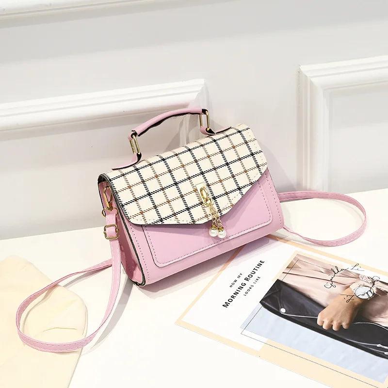 Casual Small Square Bag Women Autumn One-shoulder Cross-body Bag Pearl Handbag