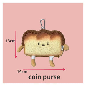 Bread Toast Plush Shoulder Bag Girls Coin Purse Card Holder