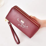 Bow Double Zipper Women's Wallet Handbag Large Capacity Mobile Phone Bag