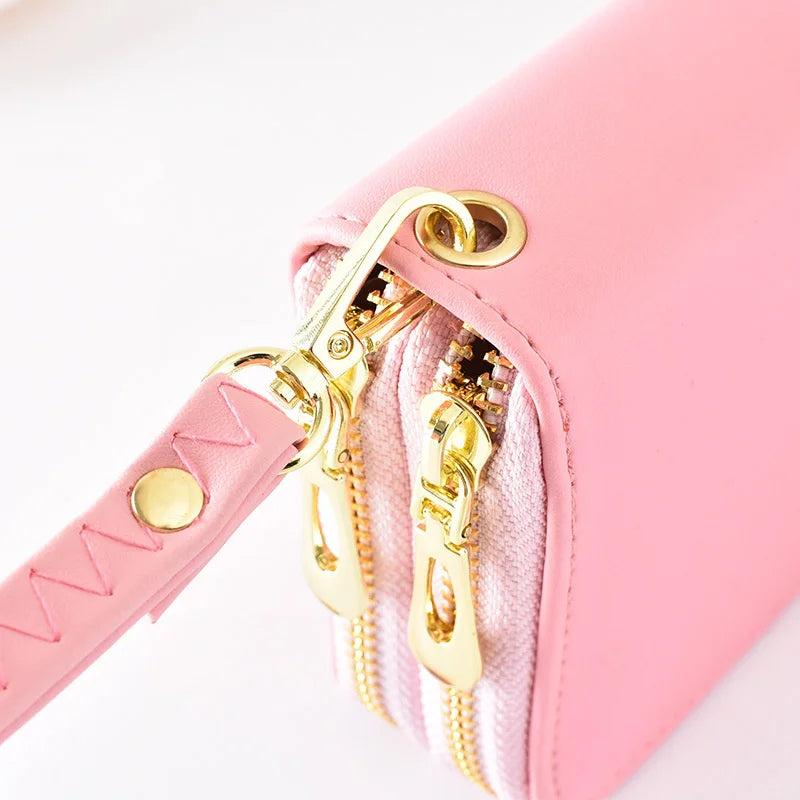 Bow Double Zipper Women's Wallet Handbag Large Capacity Mobile Phone Bag