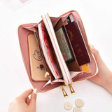 Bow Double Zipper Women's Wallet Handbag Large Capacity Mobile Phone Bag
