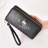Bow Double Zipper Women's Wallet Handbag Large Capacity Mobile Phone Bag