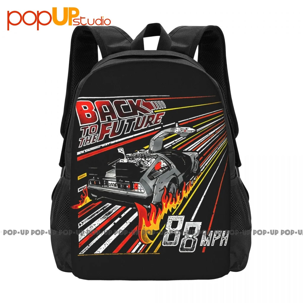 Back To The Future 88Mph Streaking Flames Time Travel Marty Backpack