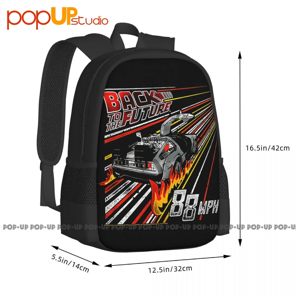 Back To The Future 88Mph Streaking Flames Time Travel Marty Backpack