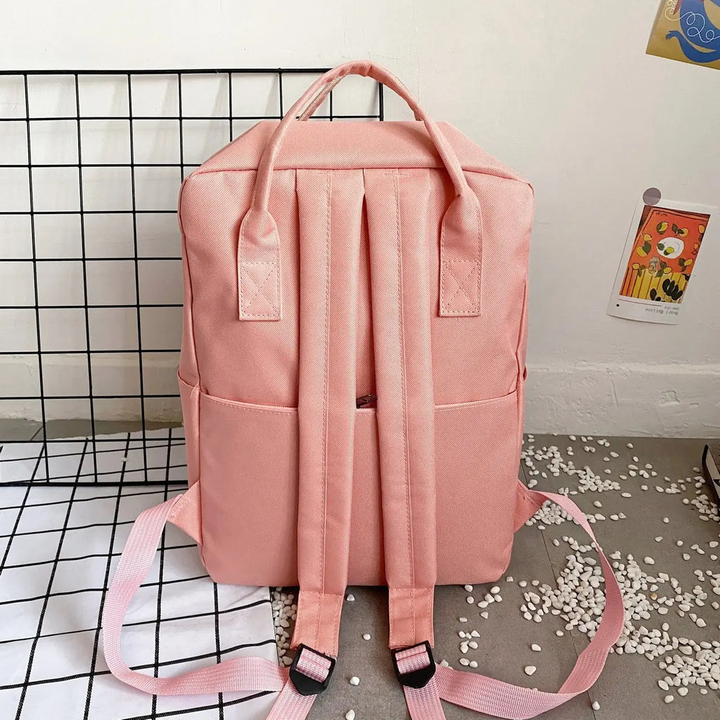 5 Piece High School Backpack Set for Teenage Girl Canvas Travel Bags