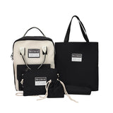 5 Piece High School Backpack Set for Teenage Girl Canvas Travel Bags