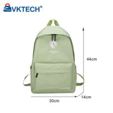 Casual Canvas Book Backpack Green with Daisy Embroidery Large Capacity