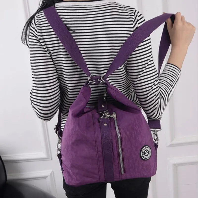Casual Solid Zipper Backpack Retro Style Student Daily Bag