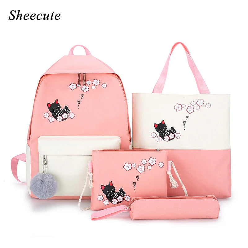 Small Fresh Cat Girls School Backpack