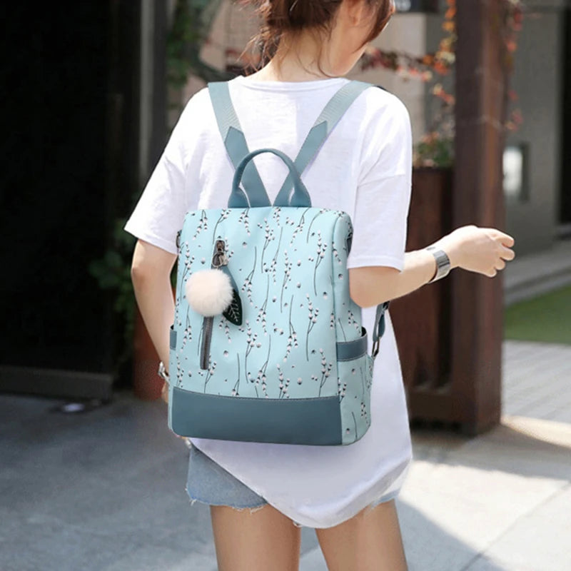 Flower Print Women Backpacks Casual School Bags for Teenage Girls
