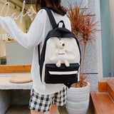 Large-capacity School Backpack with Bear Design