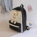 Large-capacity School Backpack with Bear Design