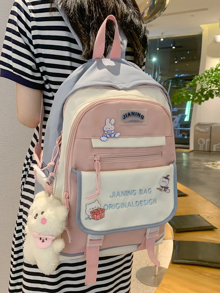 Fashionable Stripe Style Backpack Large Capacity Waterproof