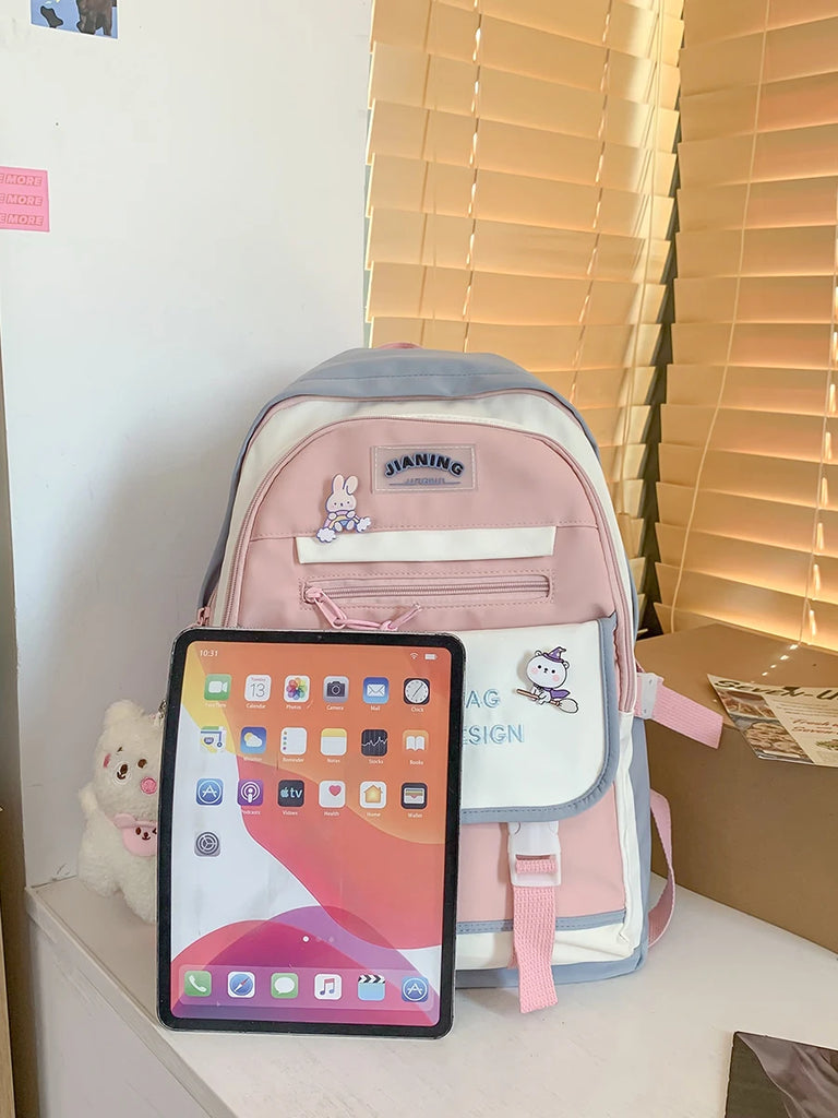 Fashionable Stripe Style Backpack Large Capacity Waterproof