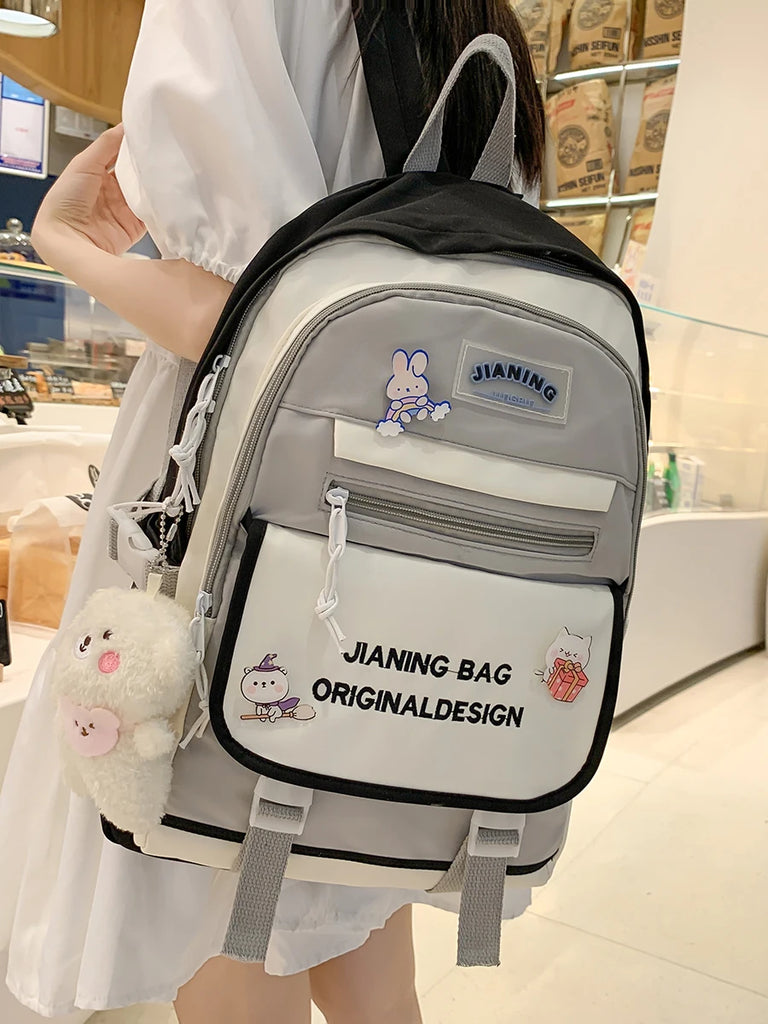 Fashionable Stripe Style Backpack Large Capacity Waterproof