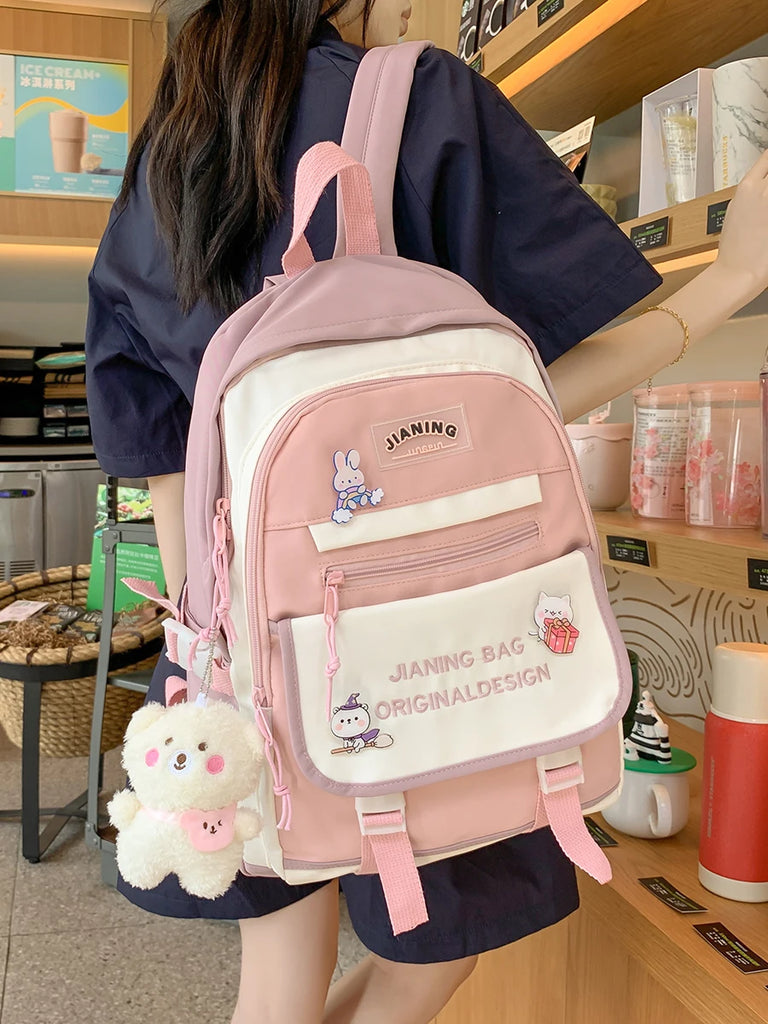 Fashionable Stripe Style Backpack Large Capacity Waterproof