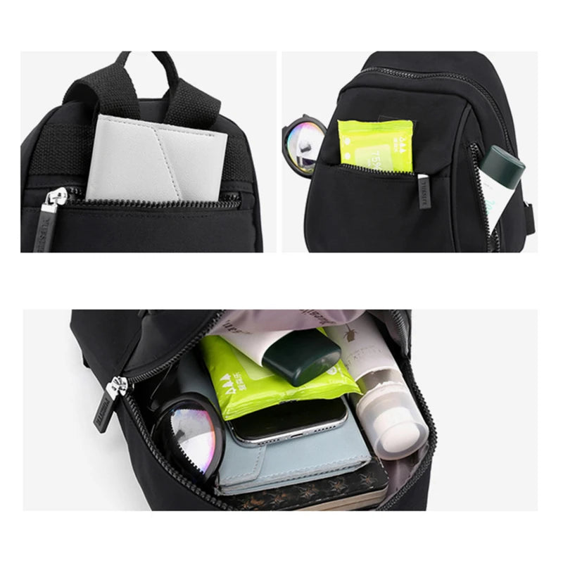 Waterproof Mini Backpack for Women - Small Nylon Shopping Backpack