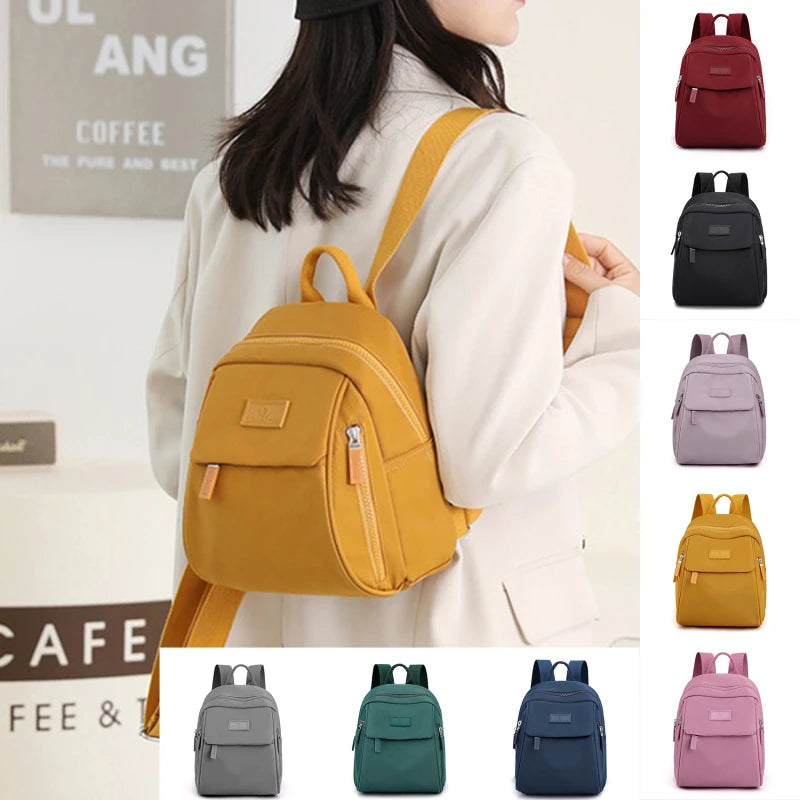 Waterproof Mini Backpack for Women - Small Nylon Shopping Backpack