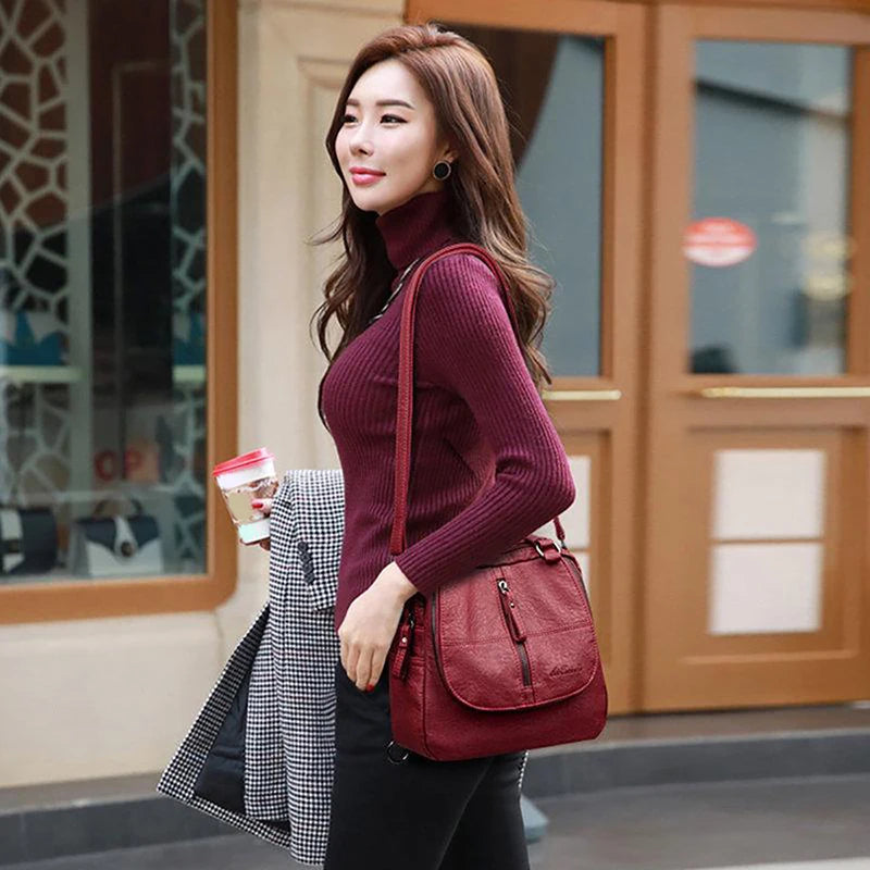 Women Mini Travel Backpack Multi-Functional Large Capacity PU Leather Totes