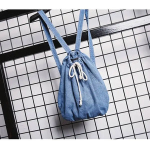 Denim Drawstring Travel Bag for Women