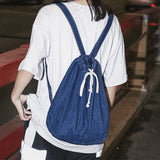 Denim Drawstring Travel Bag for Women