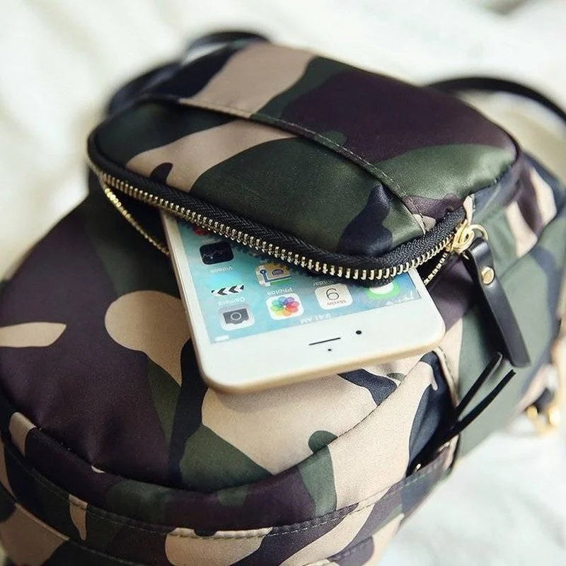 Mini Camo School Bag Style Backpack All-match Female Nylon Waterproof