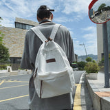 Preppy Students Backpack Large Capacity Button Travel Bag