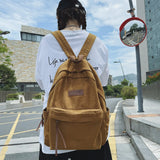 Preppy Students Backpack Large Capacity Button Travel Bag