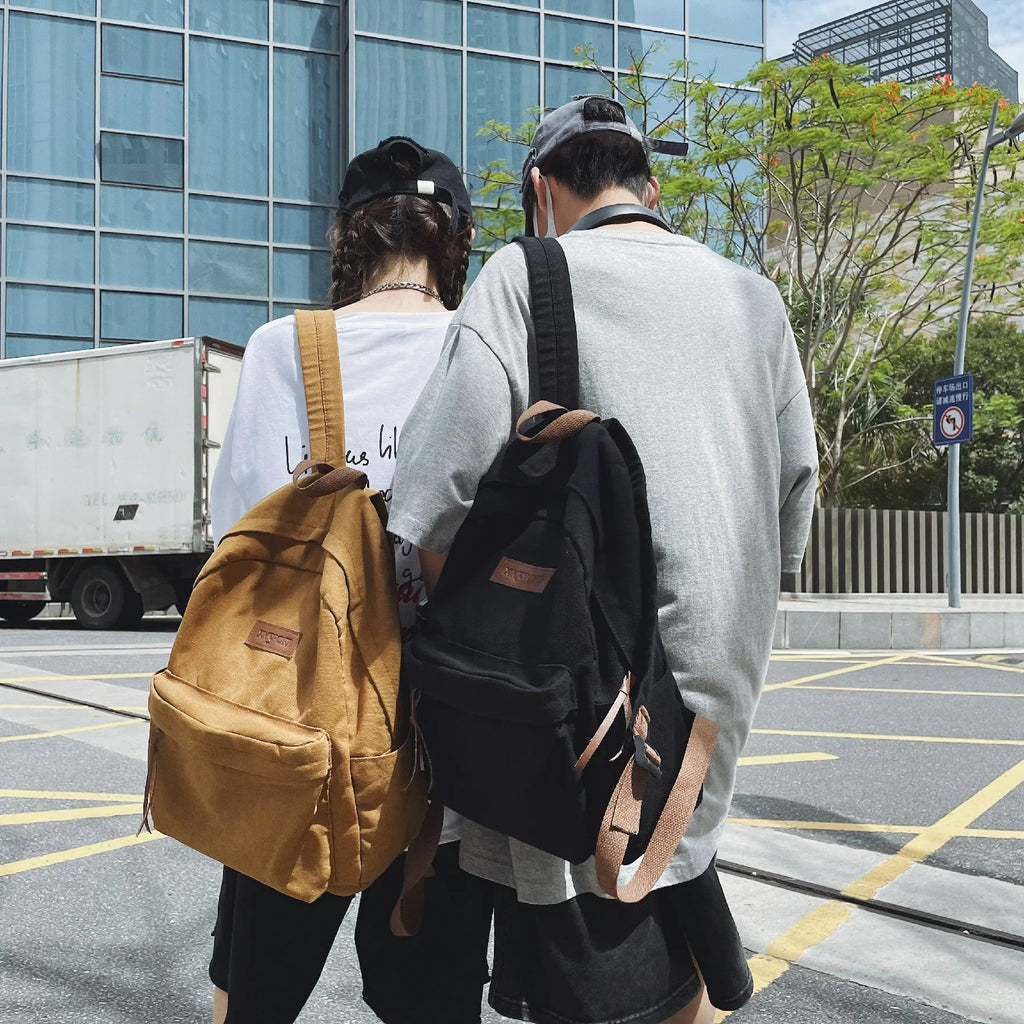 Preppy Students Backpack Large Capacity Button Travel Bag