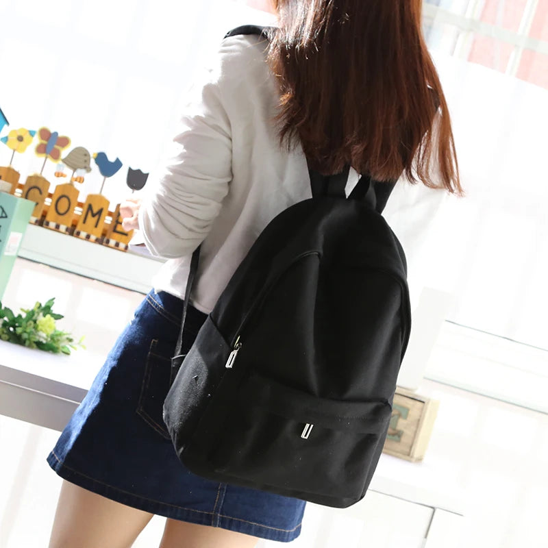 Canvas Girls College Book Backpack Multi-function Rucksack