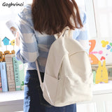 Canvas Girls College Book Backpack Multi-function Rucksack