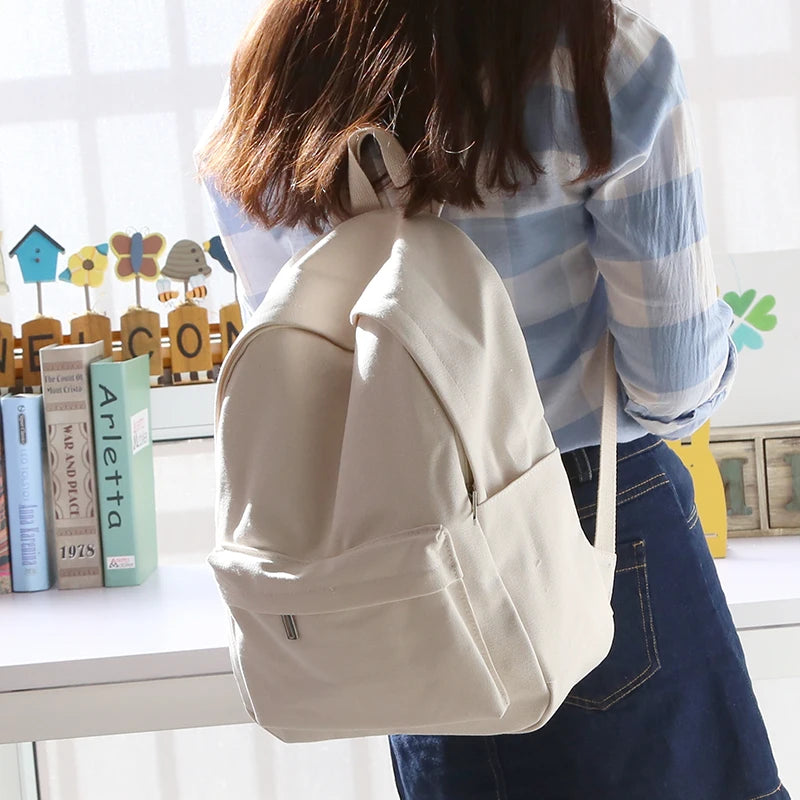 Canvas Girls College Book Backpack Multi-function Rucksack