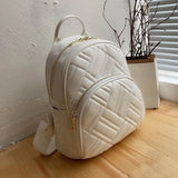Women Texture Solid PU Leather Backpack Female