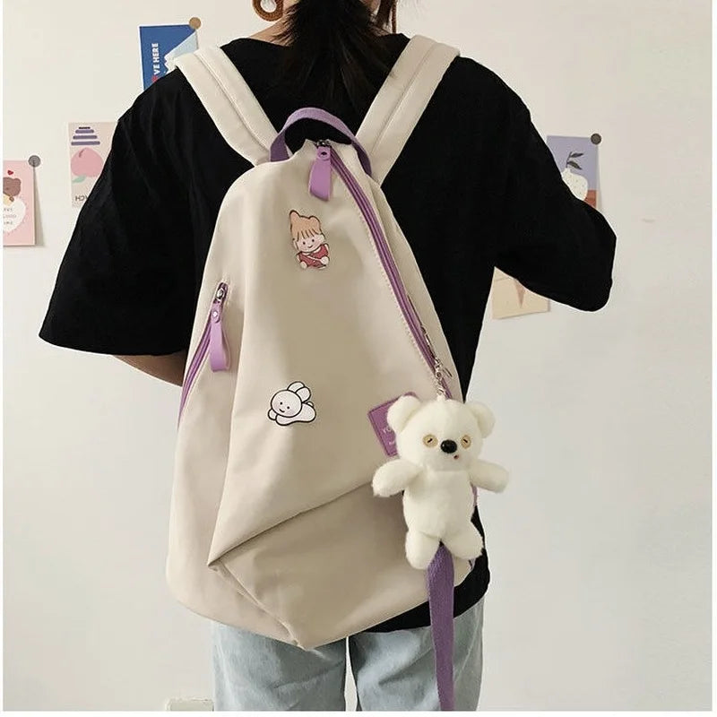 Canvas School Backpack Harajuku Style College Rucksack