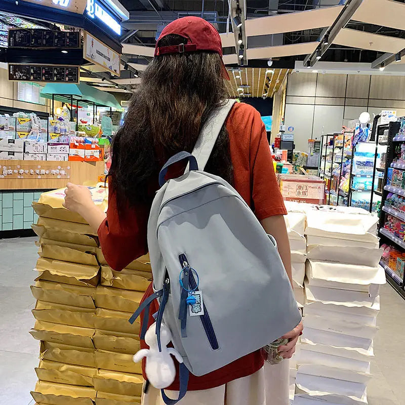 Women Patchwork Harajuku Nylon Waterproof Backpack College Book Bag