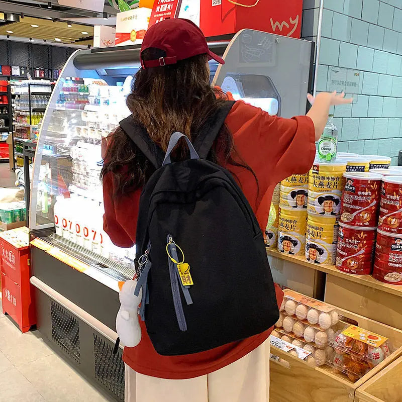 Women Patchwork Harajuku Nylon Waterproof Backpack College Book Bag