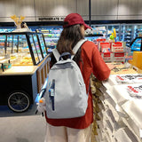 Women Patchwork Harajuku Nylon Waterproof Backpack College Book Bag