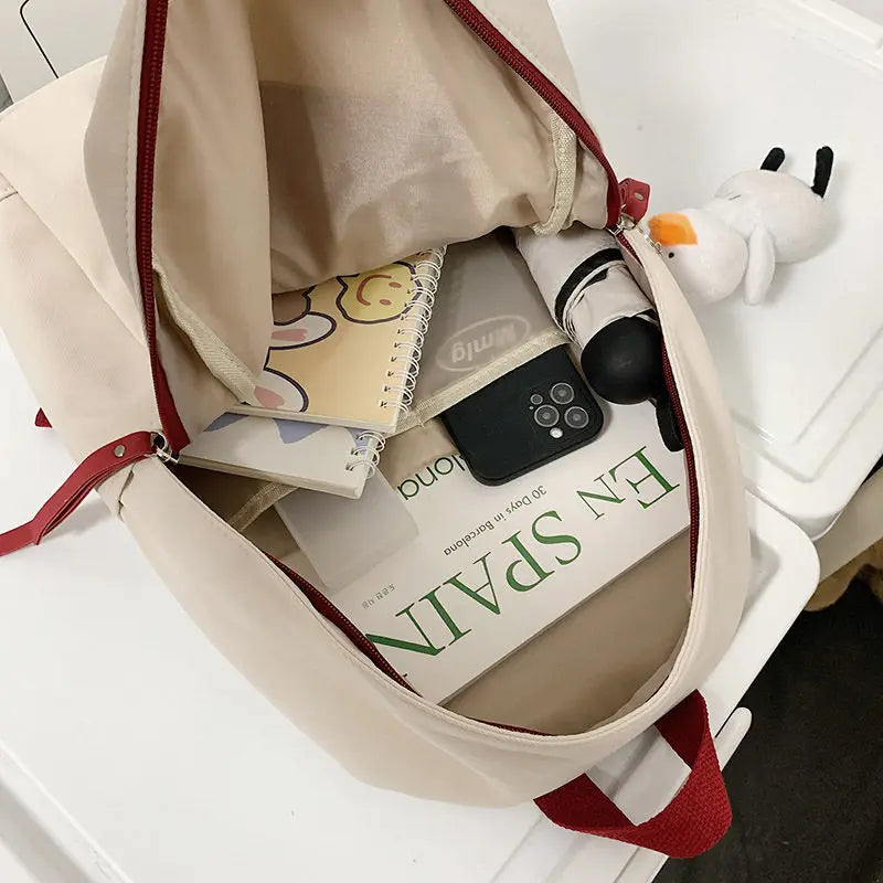 Women Patchwork Harajuku Nylon Waterproof Backpack College Book Bag